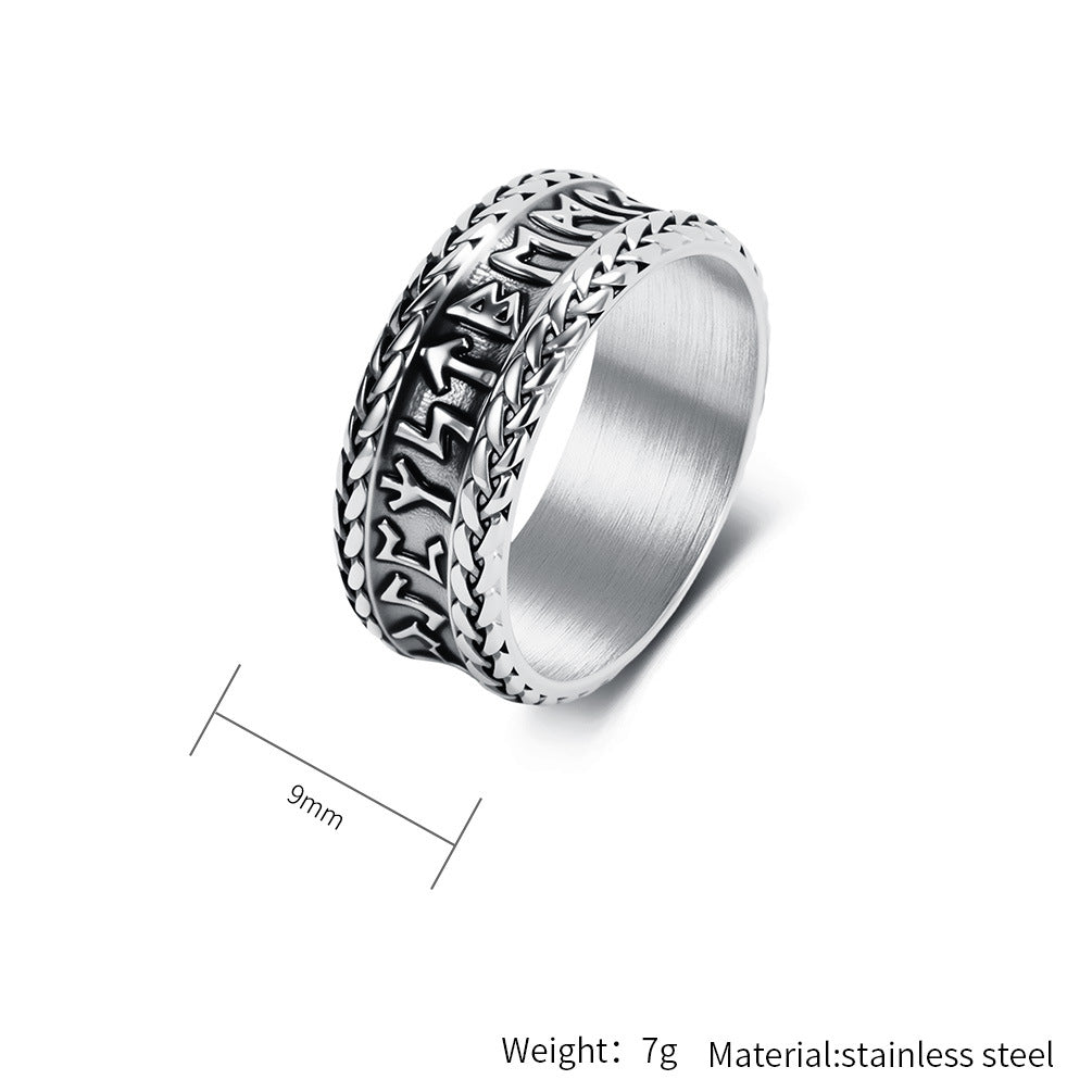 Planderful Titanium Steel Viking Ring For Men Bold Retro Nordic Jewelry Everyday Genie Collection
