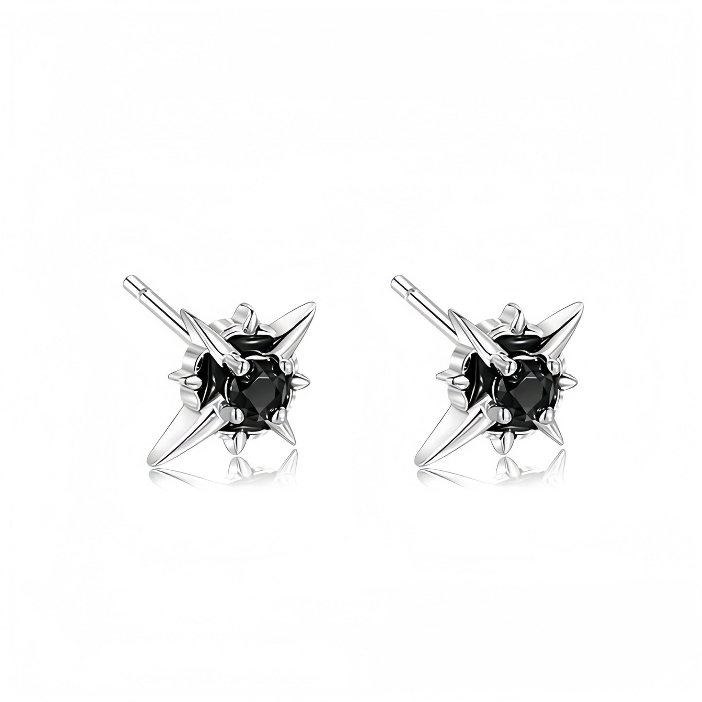 New Sterling Silver 999 Polaris Stud Earrings for Men