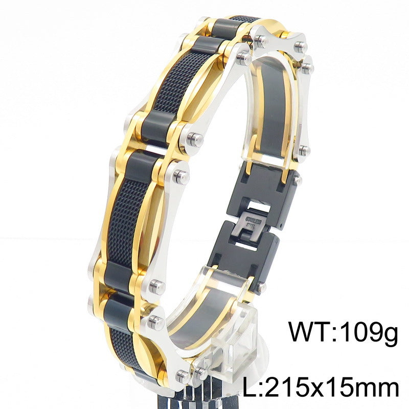 Planderful Mens Tri Color Stainless Steel Bracelet For Men