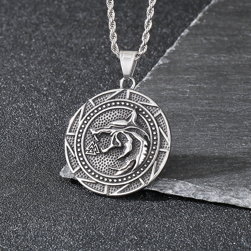 Planderful Double Sided Viking Wolf Pendant Men Personalize