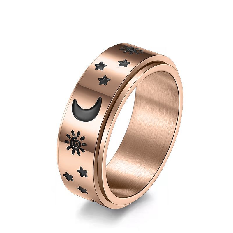 European And American Wind Stars Moon Sun Stainless Steel Ring