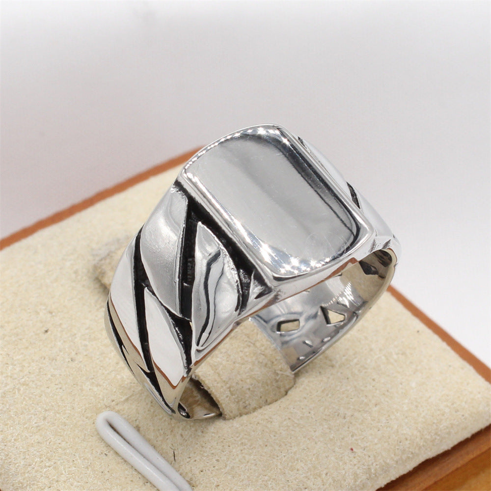 Planderful Everyday Genie – European and American Personalized Retro Chain Men's Titanium Steel Ring
