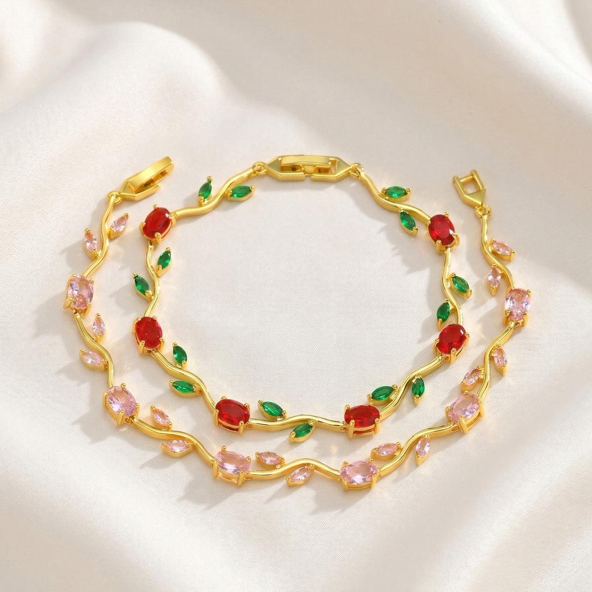 Flower Rose Zircon Copper Bracelet
