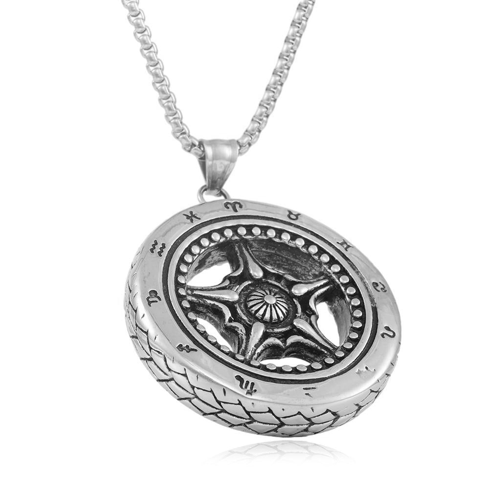 European And American Stainless Steel Tire Pendant Necklace