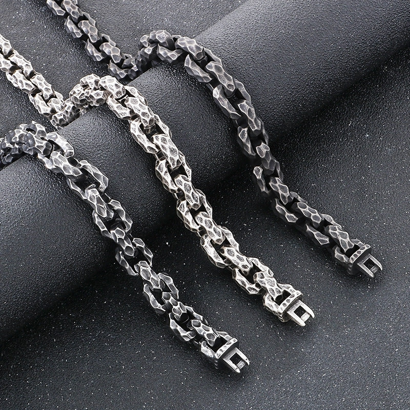Planderful Mens Punk Necklace Titanium Steel Retro Texture