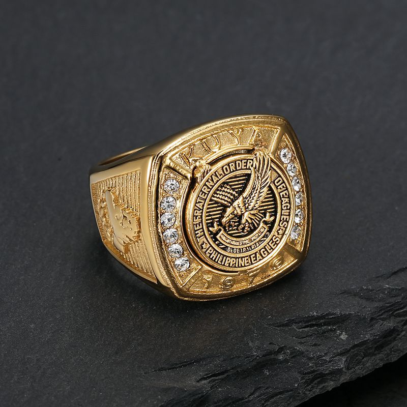 Planderful Stainless Steel Gold Plated Zircon Bold Eagle Mens Ring Size 7 To 13 Everyday Genie
