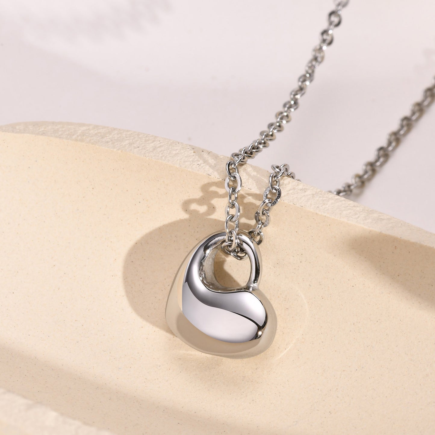 Stainless Steel Heart Shaped Urn Pendant Black Lady Necklace