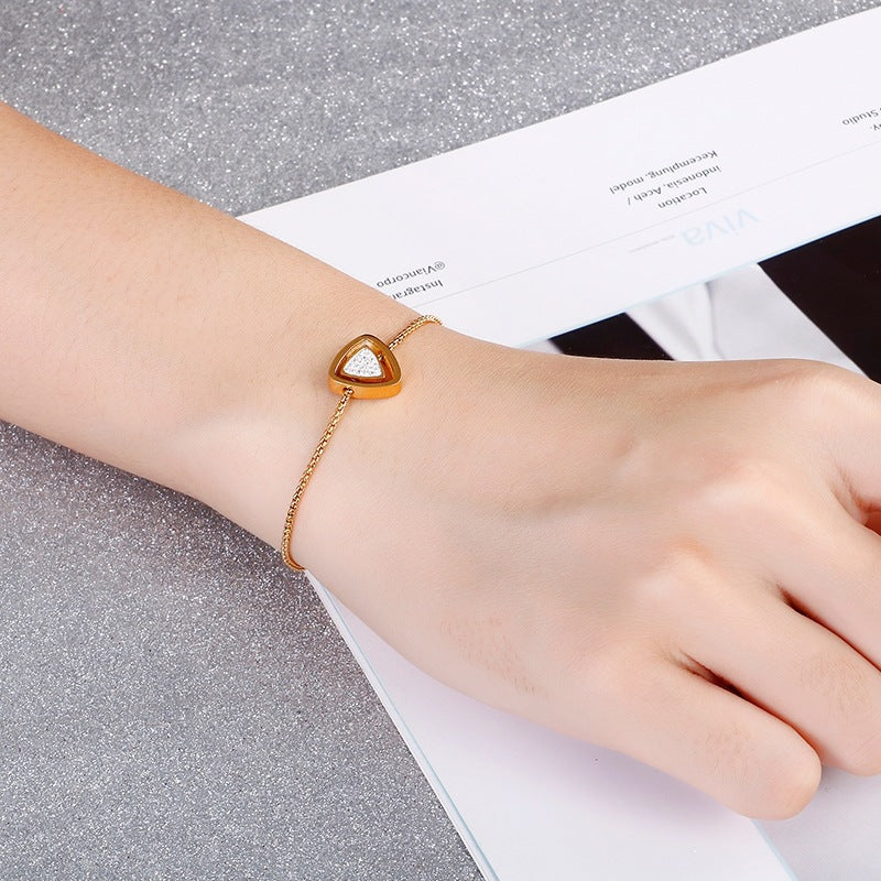 Daily Commuting Minimalist Stainless Steel Geometric Zircon Bracelet Square Pearl Chain