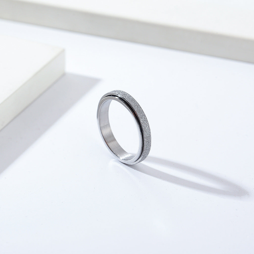 Planderful Unisex Pearl Sand Titanium Steel Rotating Ring For Men And Women Wedding Proposal Jewelry
