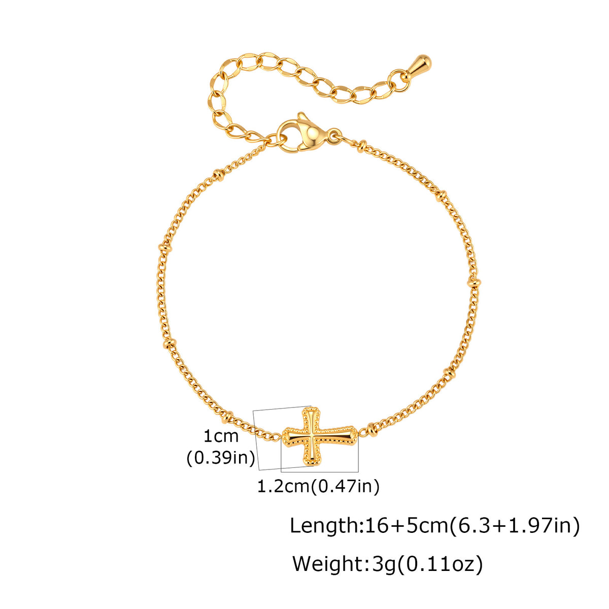 Cross Flower Gold-Plated Stainless Steel Bracelet for Women