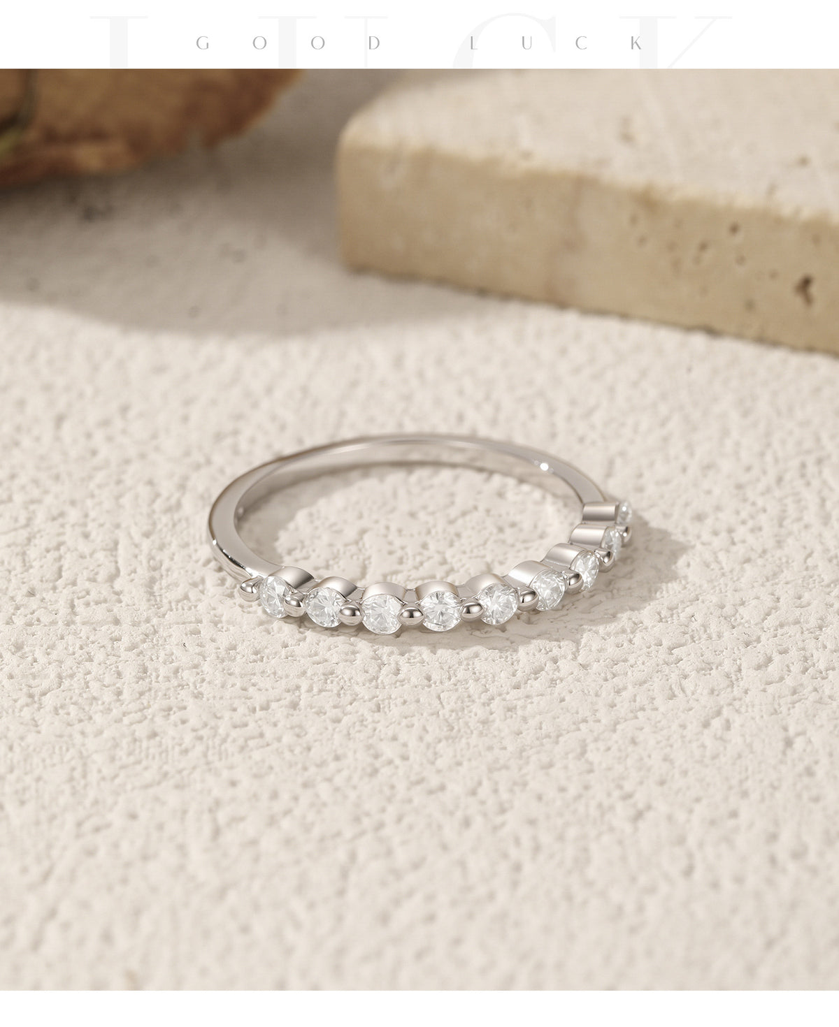 S925 Sterling Silver Moissanite Row Band