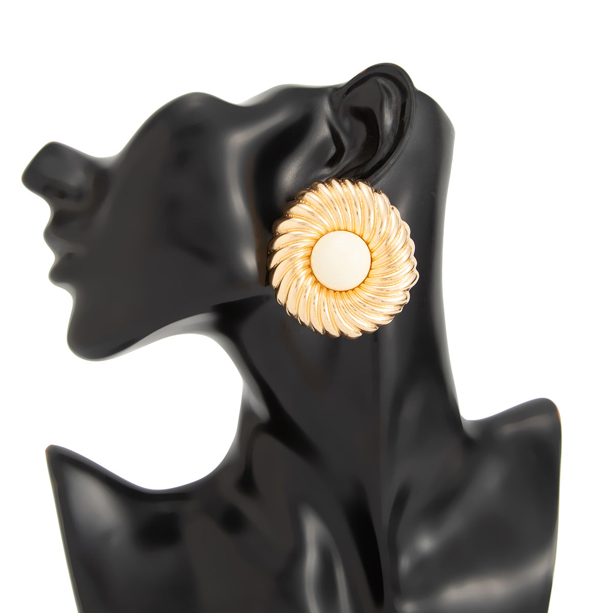 Planderful Vienna Verve Retro Exaggerated Round Gem Stud Earrings for Women Bold Geometric Jewelry