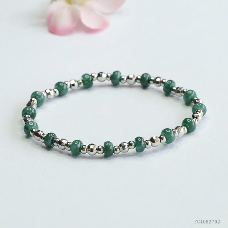 Blue Water Jadeite Abacus Bead 5 mm Bracelet
