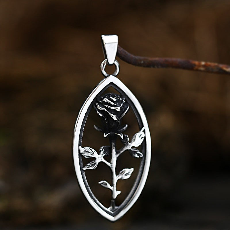 Stylish Retro Rose-Shaped Titanium Steel Pendant for Unisex - Minimalist Stainless Steel Accessory