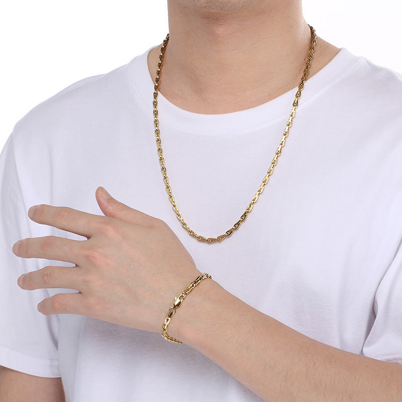 Japan Korea Fashion Melon Seed Chain Bracelet Necklace Set