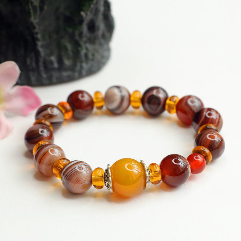 Pretty Color Chalcedony Bracelet With Natural Agate