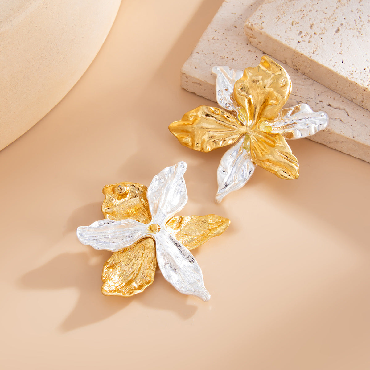 Planderful Vienna Verve Earrings – Elegant Three-Dimensional Metal Flower Design