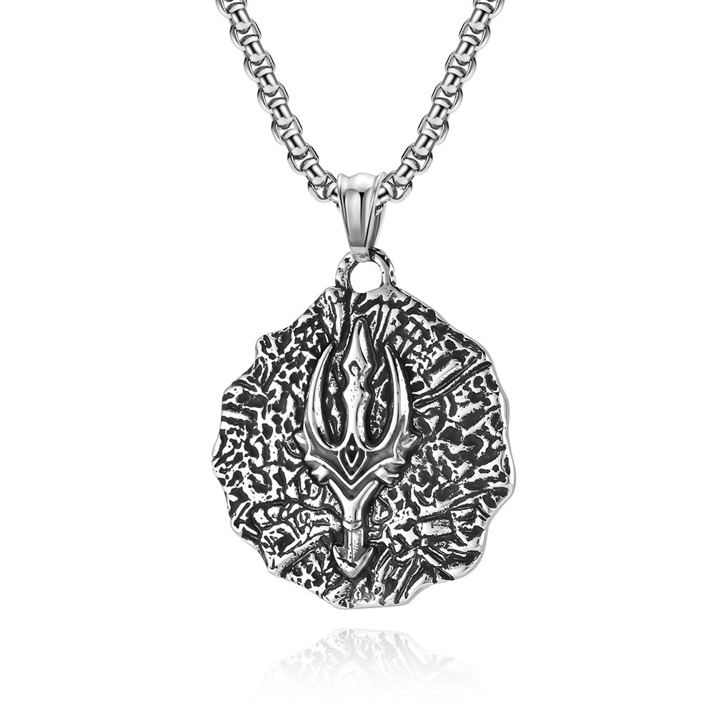 Planderful Personalized Viking Thor Trident Pendant Necklace Stainless Steel For Men Vintage Nordic Design