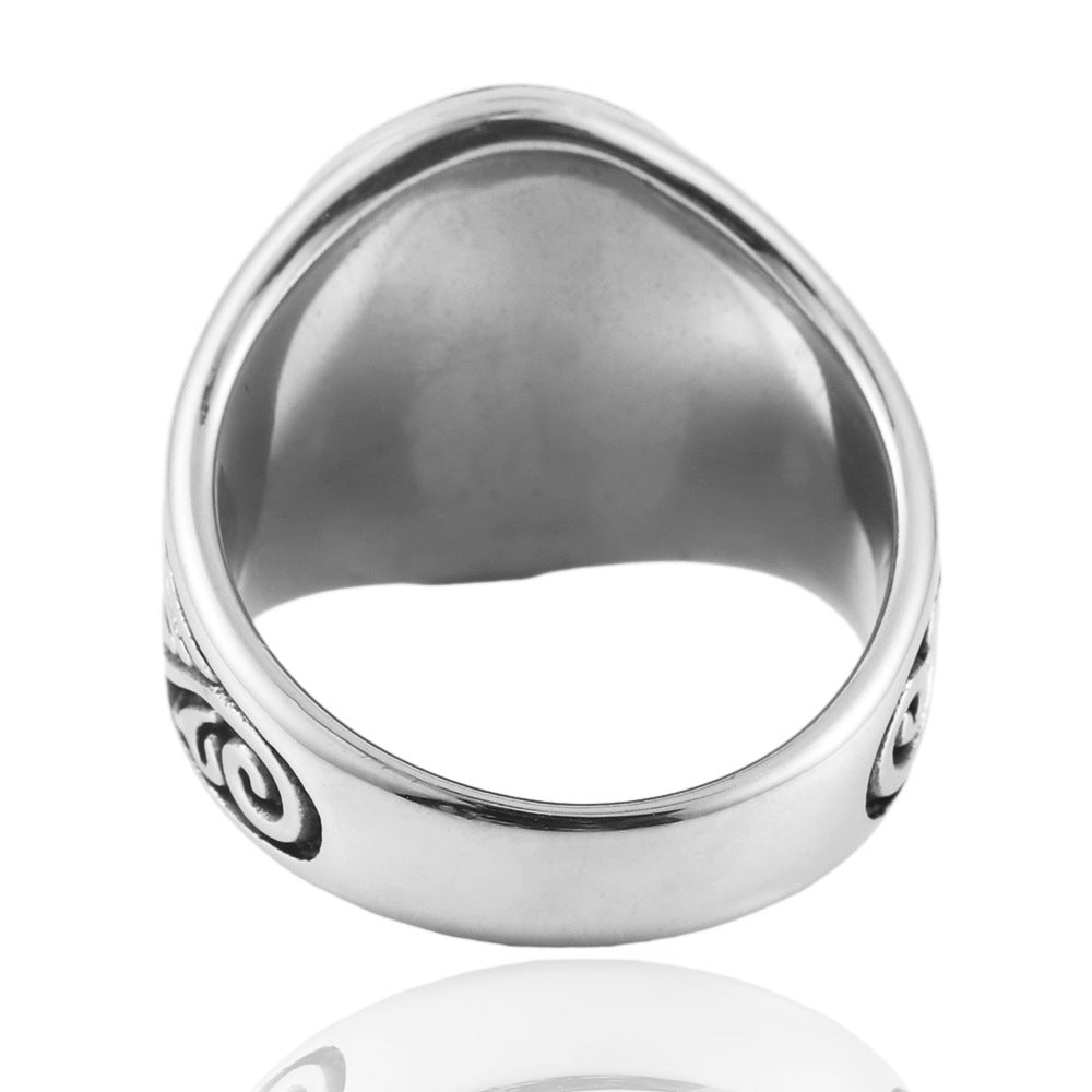 Titanium Steel Tree of Life Ring for Men - Punk Retro Style in European and American Design