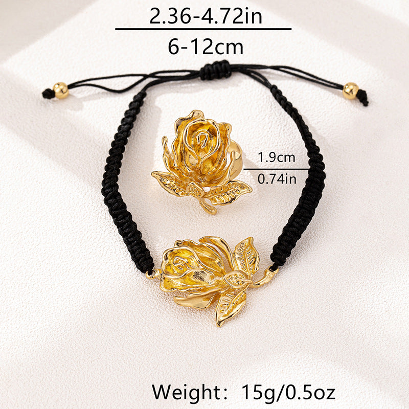 Gold Rose Jewelry Set for Women by Planderful Fashionable Elegance
