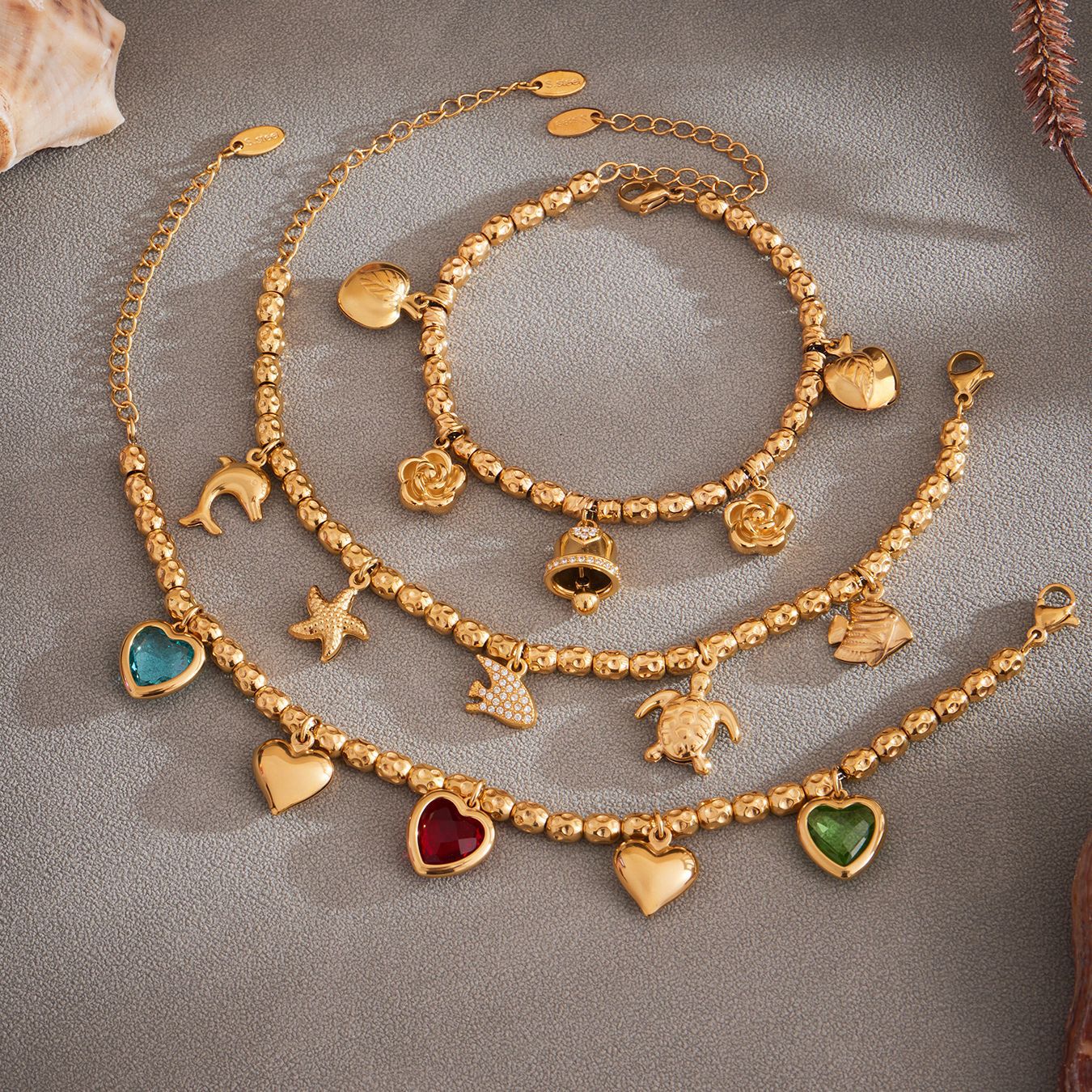 Planderful Vintage Bell Flower Bracelet Embossed Titanium