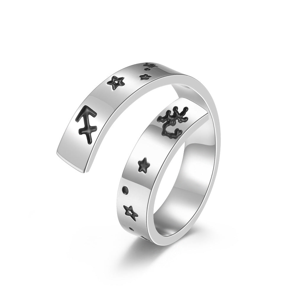 Neutral Cold Wind Twelve Constellations Adjustable Ring