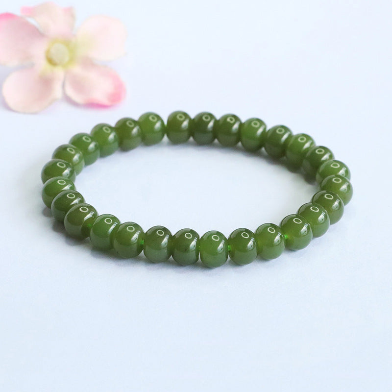 Qingshui Hetian Jade Abacus Bead Bracelet