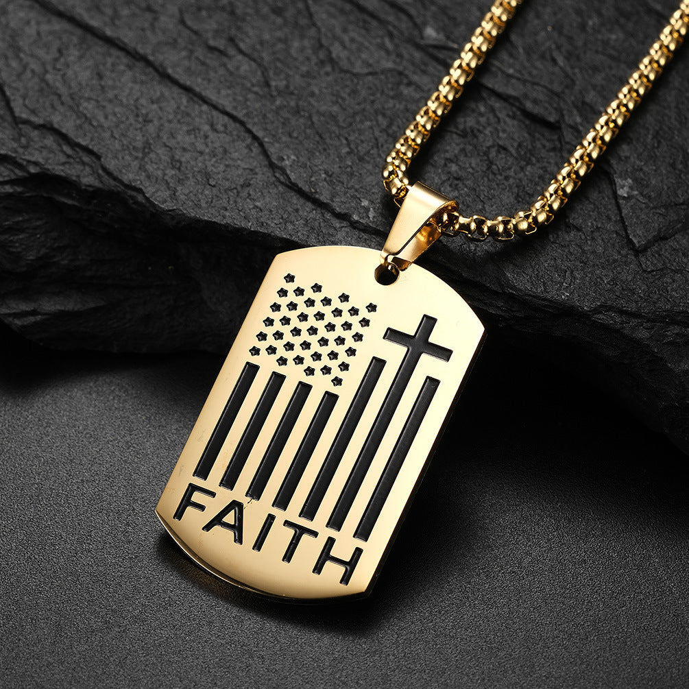 Planderful Everyday Genie Stainless Steel Cross Necklace With Inspiring Text For Hip Hop Style Men