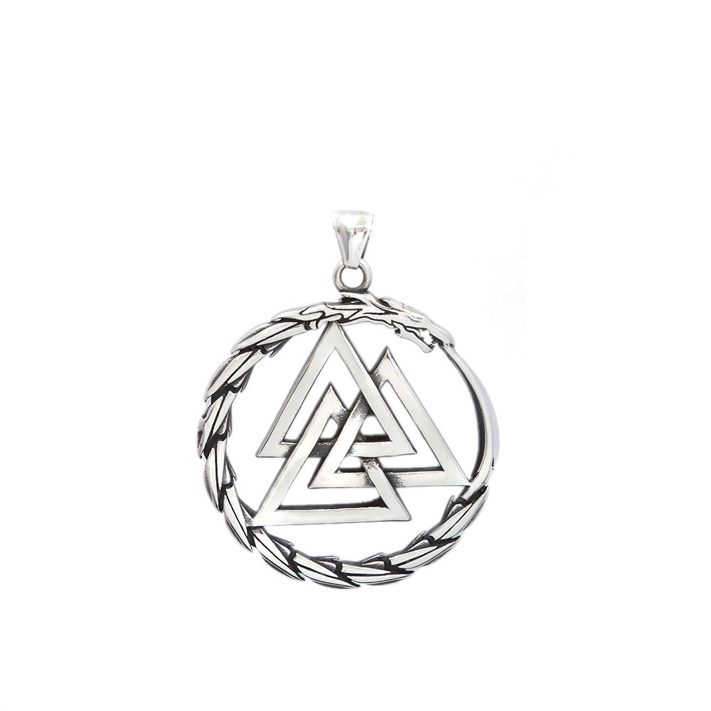 Titanium Steel Pendant Necklace Men's Fashion Jewelry Retro Rune
