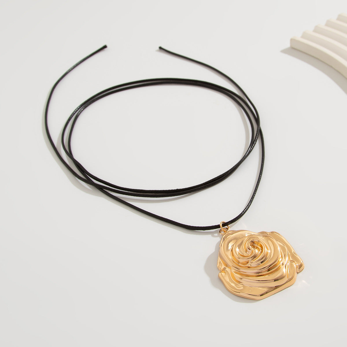 Sculptural Bow & Rose Pendant Choker