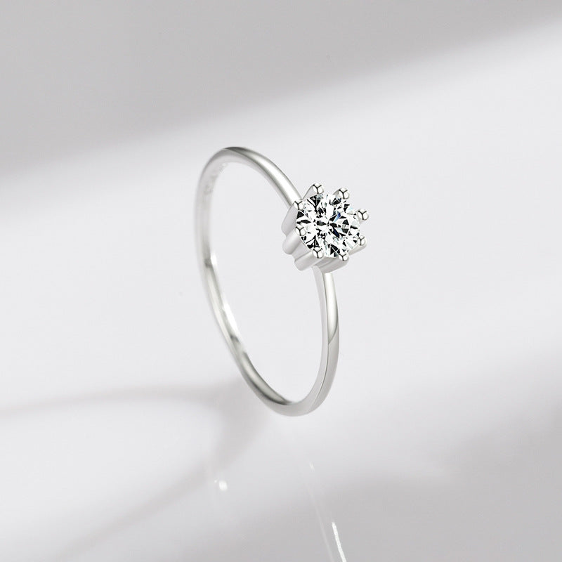 Exquisite S925 Sterling Silver Solitaire Ring with Zircon Gem - Everyday Genie Collection