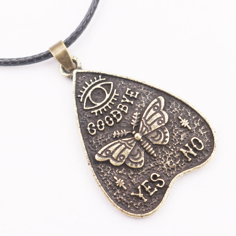 Vintage Alloy Necklace with Evil Eye, Skull, Moth, and Witch Pendants - Norse Legacy Collection