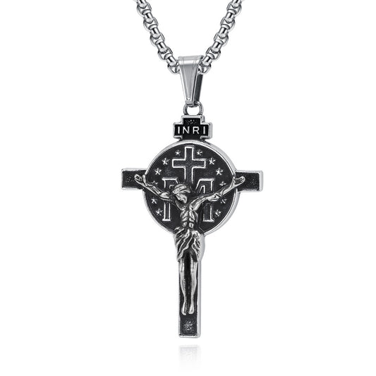 Planderful Cross Necklace For Men Durable Titanium Steel Retro Pendant For Everyday Style