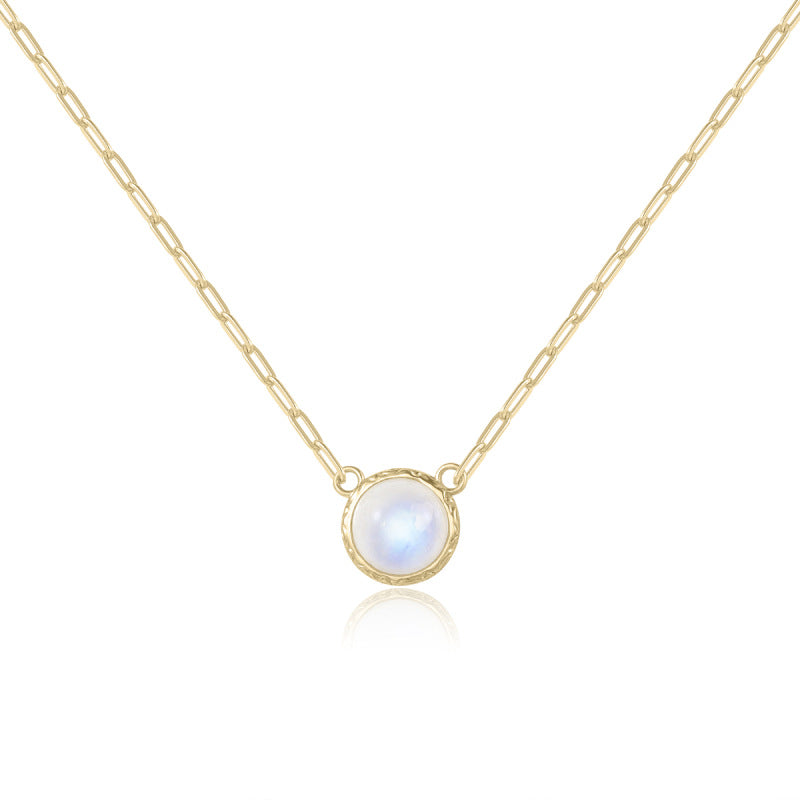 Ins Wind Natural Cream Blue Moonstone Necklace S925 Silver