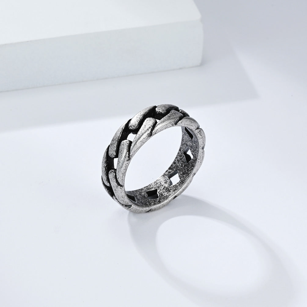 Titanium Steel Ring For Unisex Urban Hip Hop Style Cuban Chain Ring Durable By Planderful Everyday Genie Size 7 To 12