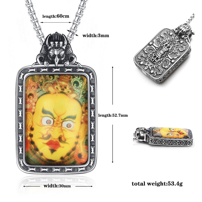 Steel Necklace Elegant Thangka Buddha Head Pendant Nepalese Tibetan Spiritual Jewelry