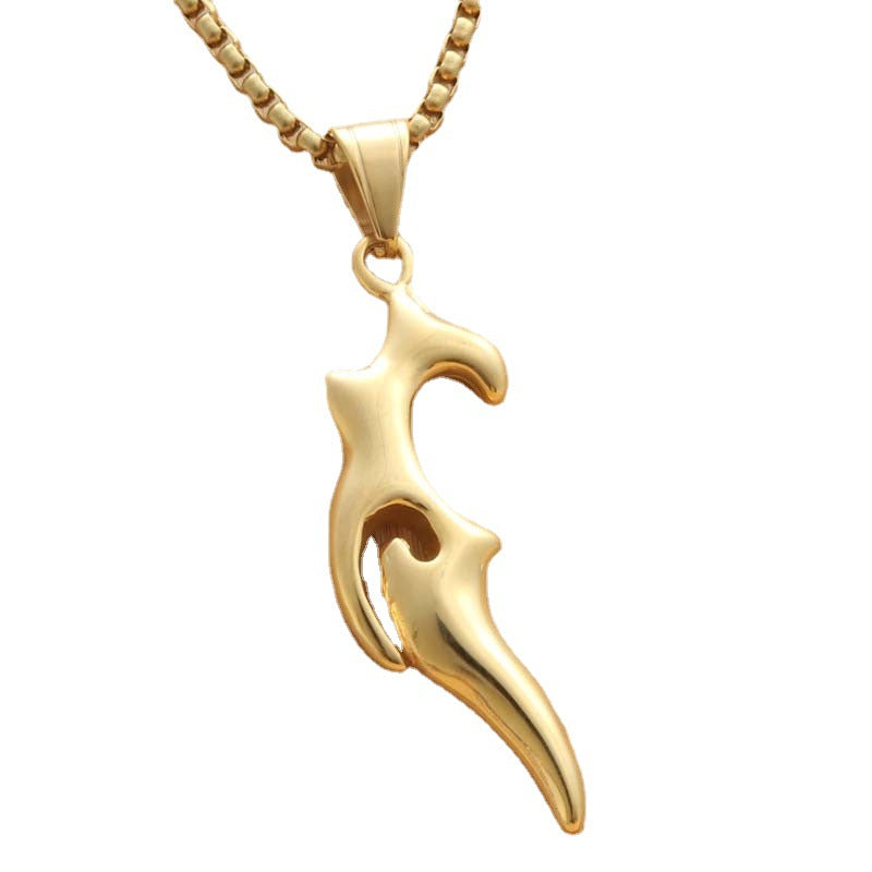 Personalized Titanium Steel Flame Pendant Necklace for Men - Retro Punk Trendy Design