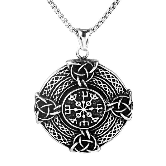 Vintage Stainless Steel Men's Pendant Viking Cross Necklace