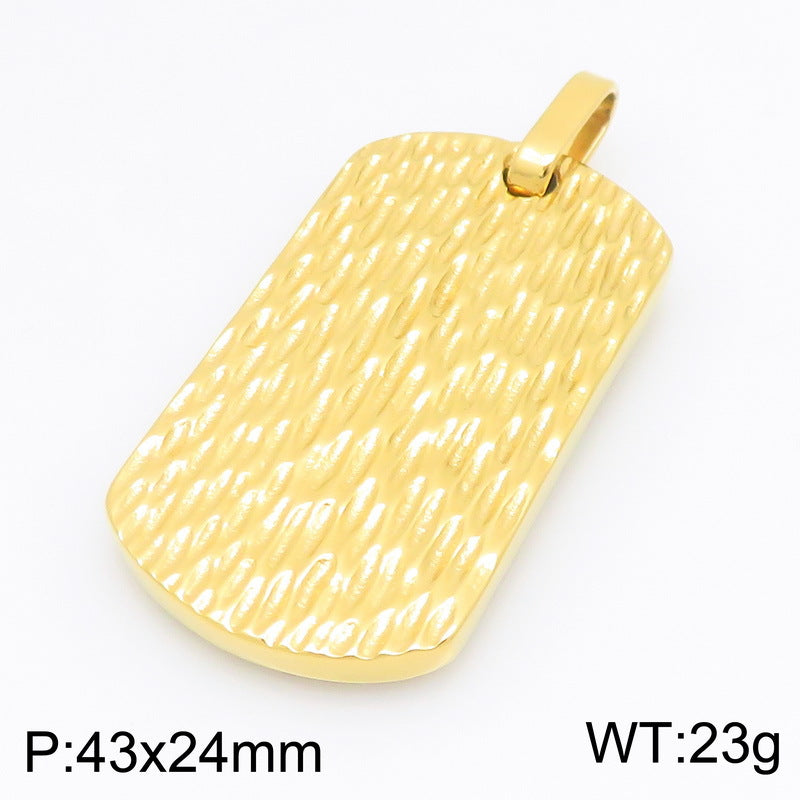 Trendy Retro And Old Hammer Pattern Military Brand Pendant, Fashionable And Water Ripple Necklace