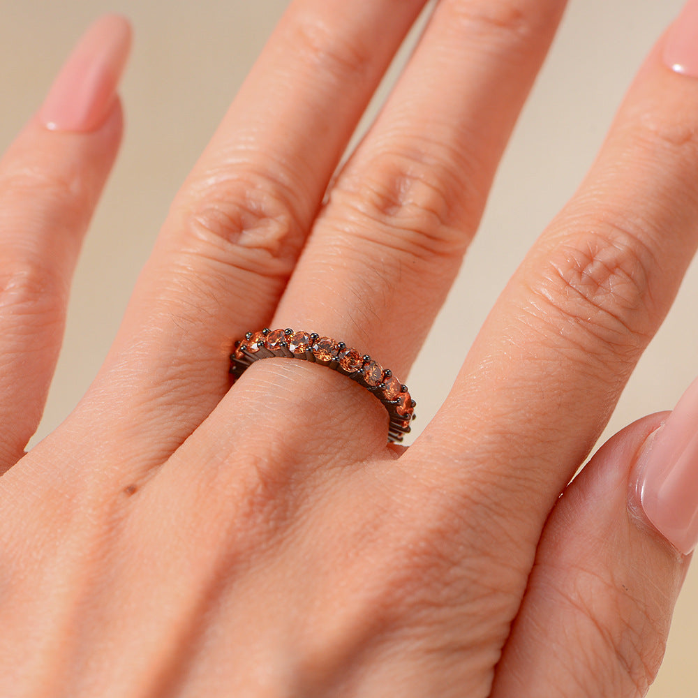 S925 Sterling Silver Full Of Zircon Color Zircon Ring