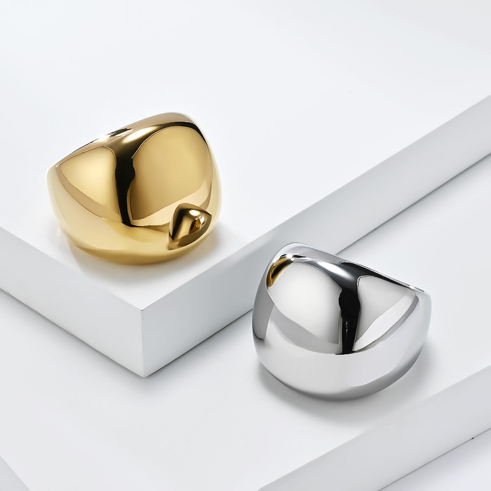 INS European and American Gold-Plated Stainless Steel Ring
