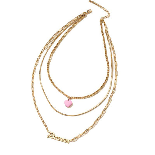 Dreamy Pink Love Layered Necklace - Summer Jewelry Piece