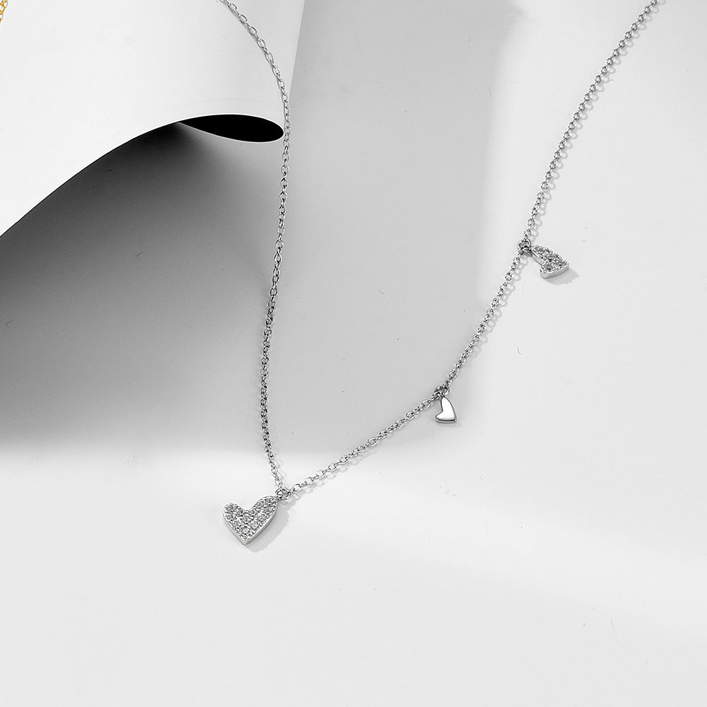 Small Fresh Love Sterling Silver Necklace Heart-Shaped Pendant