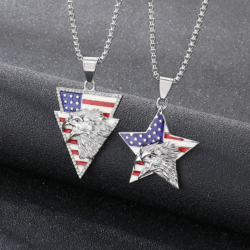 Planderful Eagle Pendant For Men Dripping Oil Pentagram