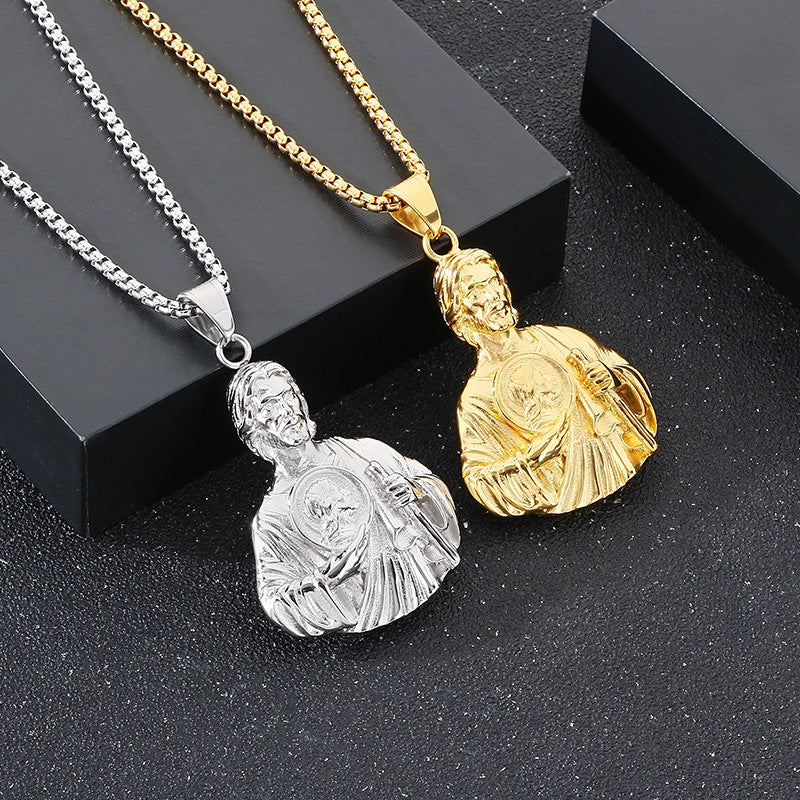 Planderful Retro Portrait Pendant St Jude Men Stainless