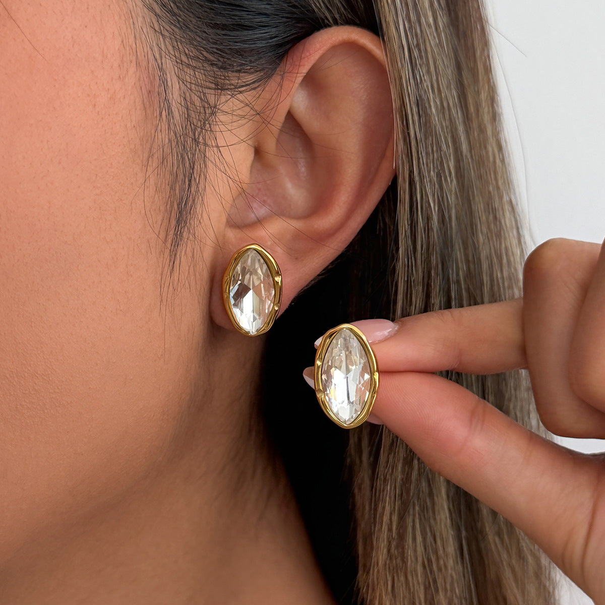 Horse Eye Zircon Earrings Planderful Vienna Verve Sparkling Stainless Steel Geometric Jewelry For Modern Women
