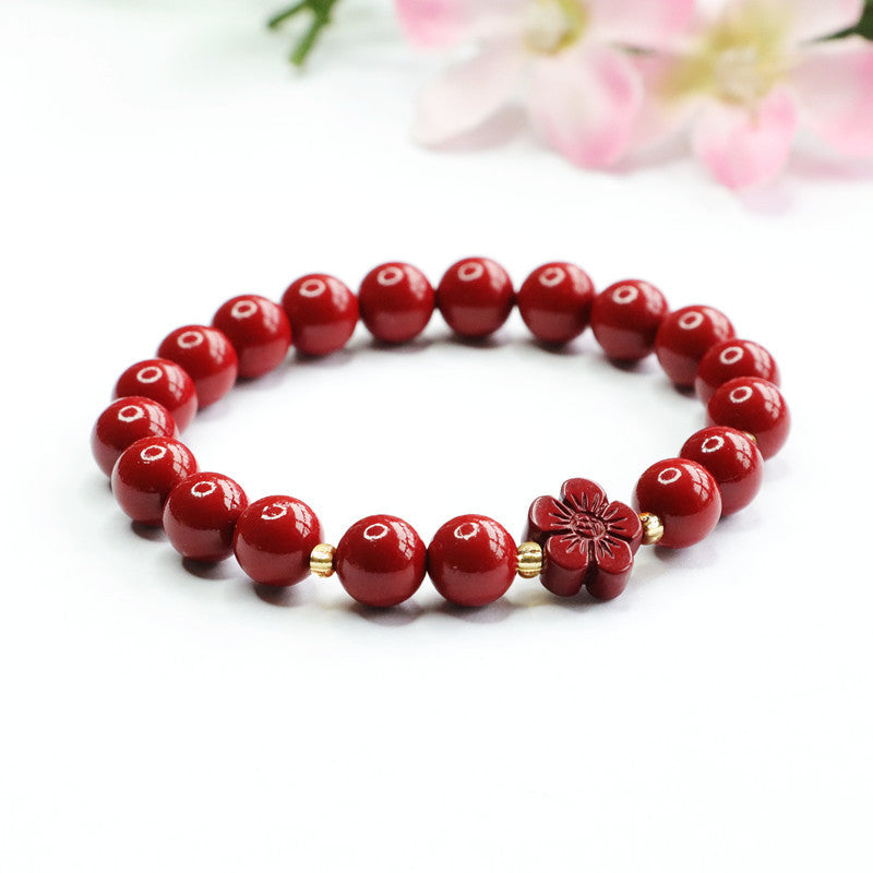 Cinnabar Stone Sterling Silver Bracelet