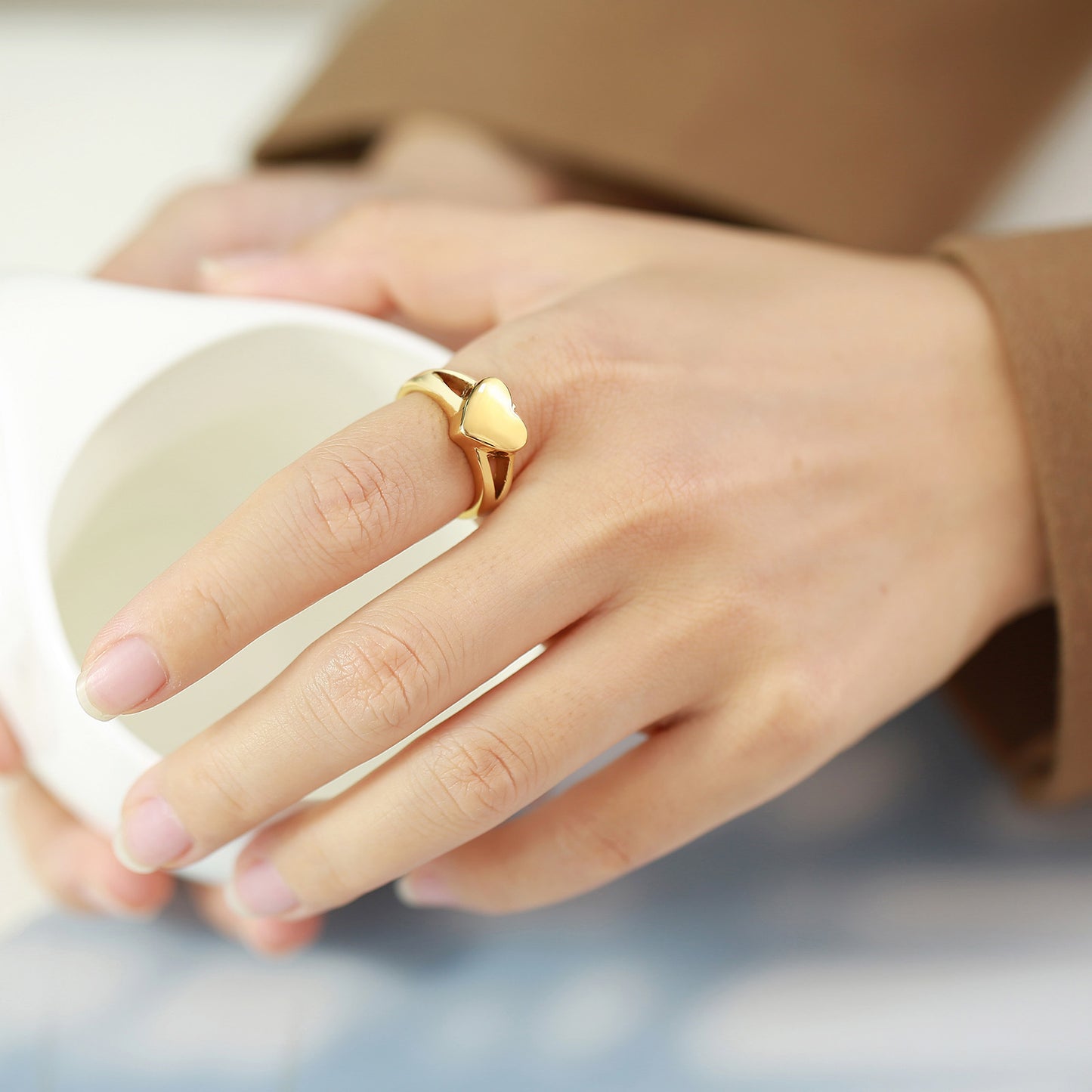 Love Titanium Steel Heart Urn Casting Ring Openable Ladies Pet Ring