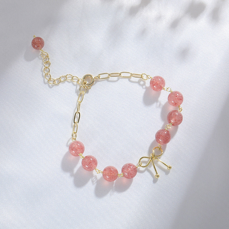 Fortune's Favor Strawberry Crystal Bow Bracelet