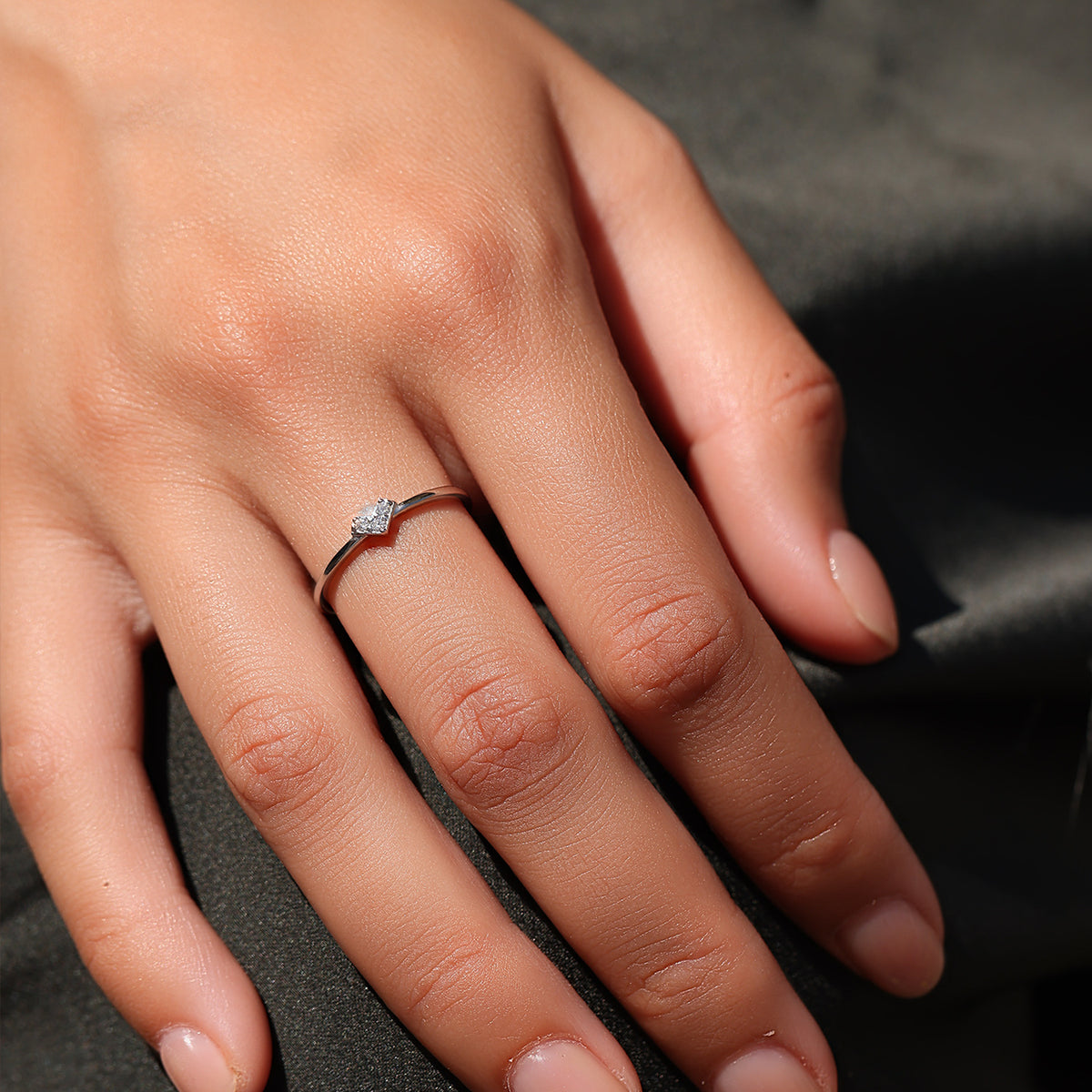 S925 Sterling Silver Three-Stone Heart Moissanite Ring